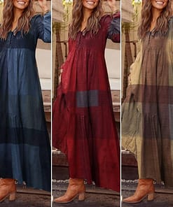 Bohemian Shirt Dress Women’s Maxi Sundress ZANZEA 2021 Spring Elegant Casual V Neck Ruflle Vestido Female Long Sleeve Tunic Robe PLUS SIZE BOHO MAXI DRESSES color: A Beige|A Black|A Wine Red|B Blue|B Wine Red|B Yellow|C Black|C White|C Yellow