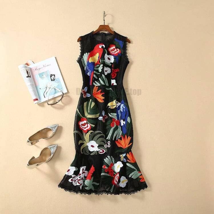 Best Bodycon Mermaid Ruffles Embroidery Dress BEST BODYCON DRESSES color: Multi