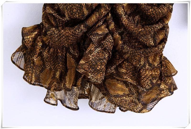 snakeskin print ruffle dress lantern sleeve v neck sexy dresses spring autumn sukienka letnia za 2020 women vestido de mujer NEON COLOR DRESSES color: Blue|Brown|Pink