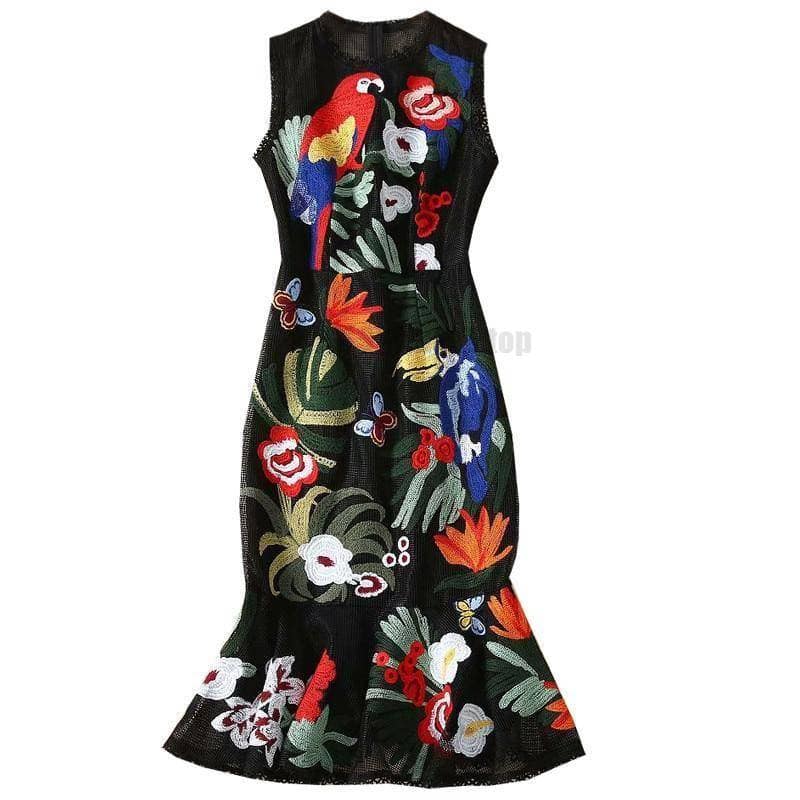 Best Bodycon Mermaid Ruffles Embroidery Dress BEST BODYCON DRESSES color: Multi