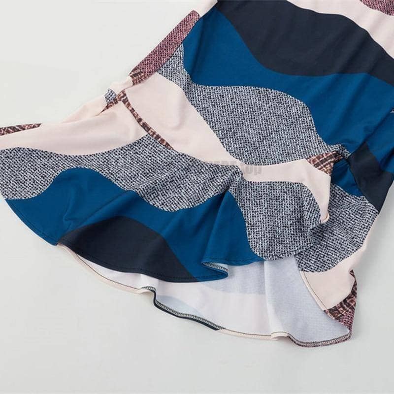 Sexy Summer Trumpet Patchwork V-Neck Print Asymmetrical Hem Dress SEXY SUMMER DRESSESES color: Multi