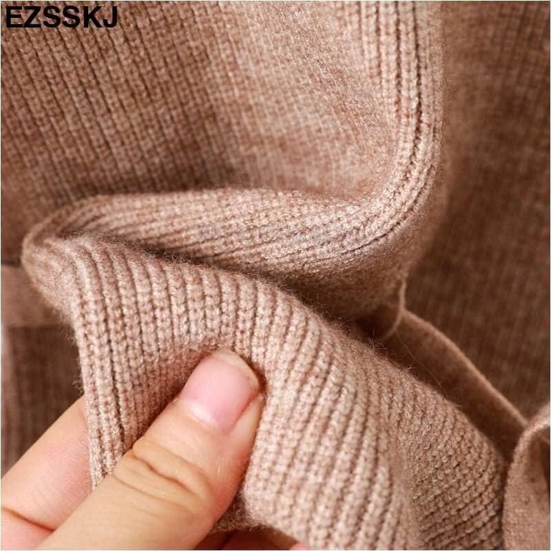 Thumb Hole Autumn Winter Turtleneck Long Sweater Dress THUMB HOLE DRESSES color: Beige|Black|Brown|Dark Grey|Khaki|White