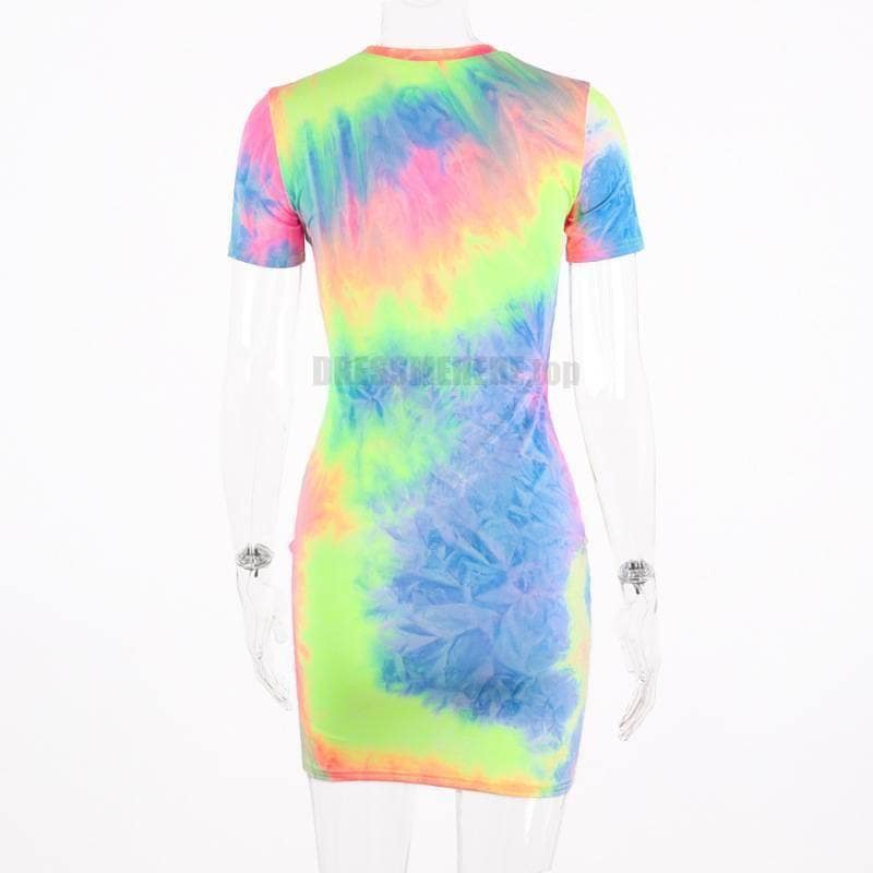 Neon Color Tye Dye Rainbow Sexy Dress NEON COLOR DRESSES color: Blue|Orange|see chart
