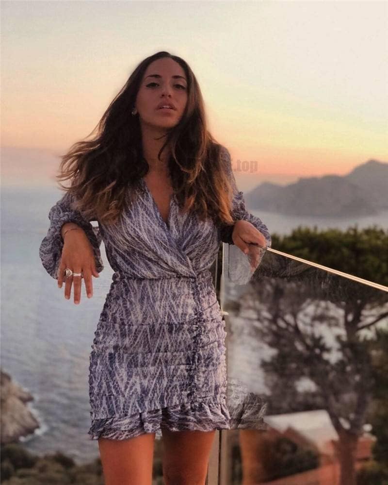 snakeskin print ruffle dress lantern sleeve v neck sexy dresses spring autumn sukienka letnia za 2020 women vestido de mujer NEON COLOR DRESSES color: Blue|Brown|Pink