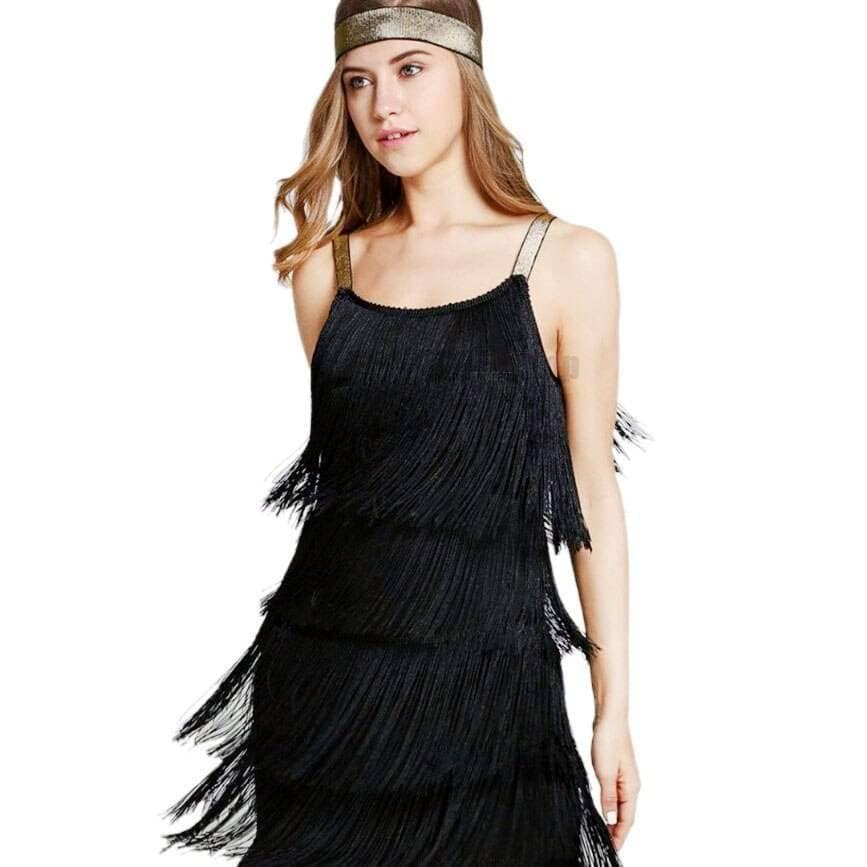Flapper Tassel Low Cut Fringe Dress FLAPPER DRESSES color: Black|sliver|White